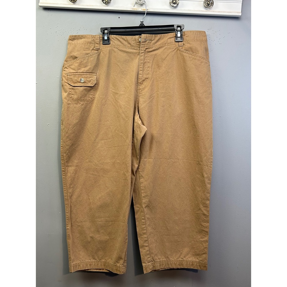 Columbia Capri Pants Womens 18W Tan AW 8515 Cotton Canvas Utility Hiking Bottoms